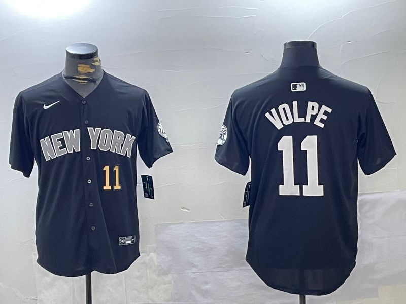 Men New York Yankees #11 Volpe Black Game 2024 Nike MLB Jersey style 12021->new york yankees->MLB Jersey